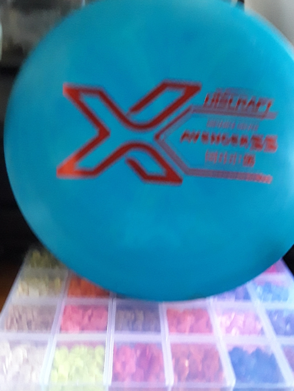 Unbranded Blue Disc Golf Putter with Red Logo